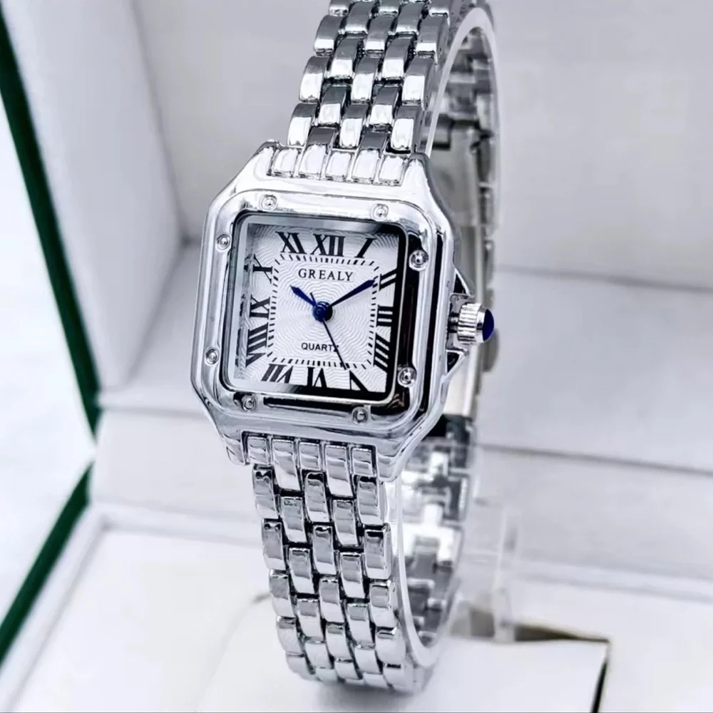 Classic Silver Square Watch